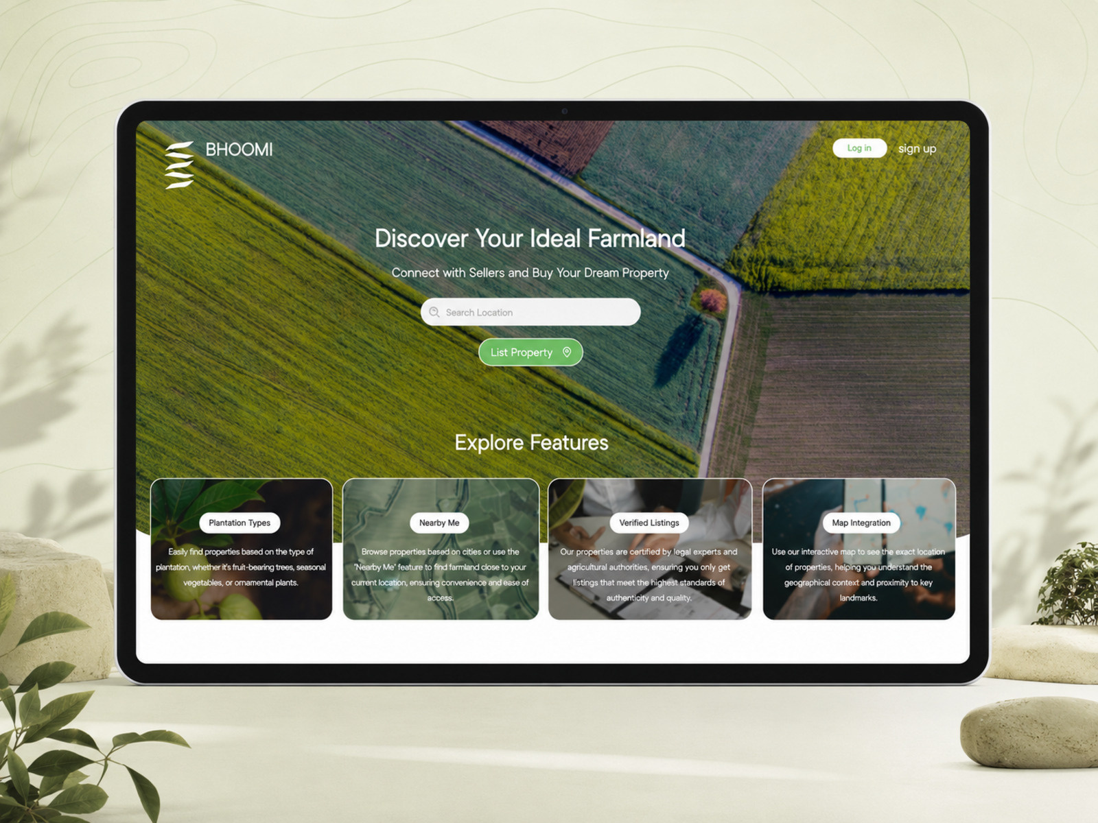 Bhoomi real estate marketplace landing page
