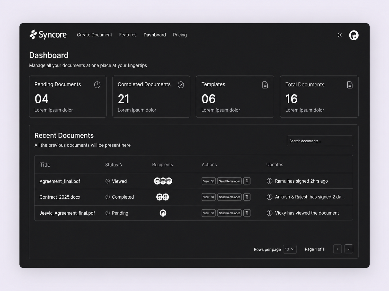 SignBuddy dashboard pricing and billing
